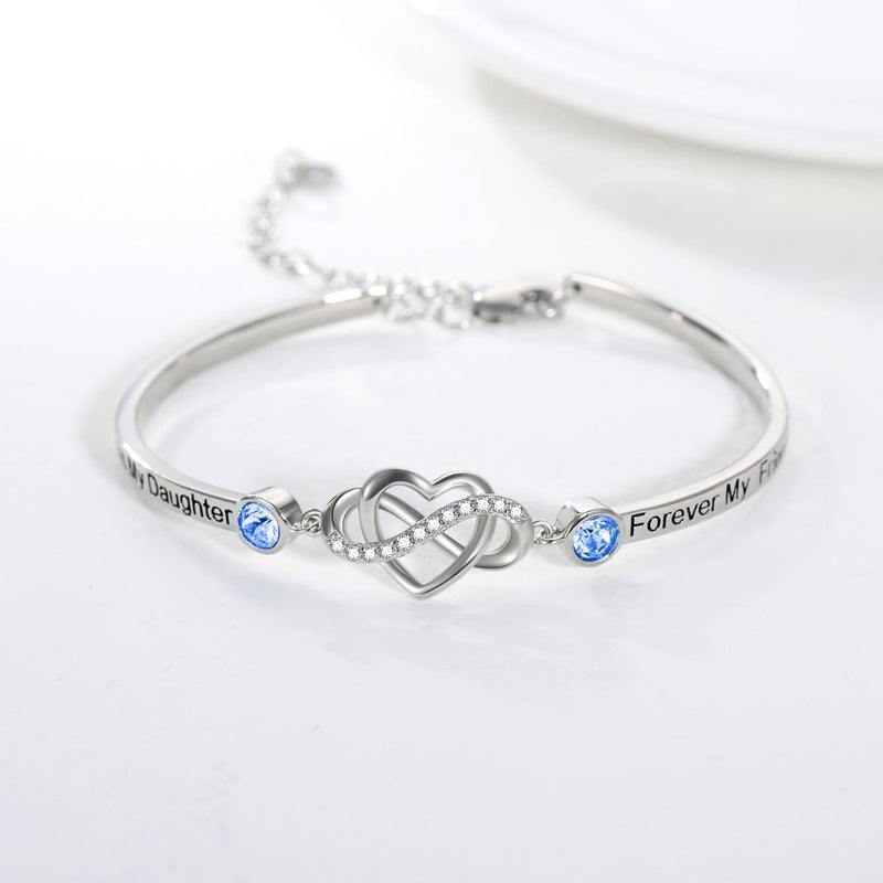 AOBOCO 925 Sterling Silver Adjustable Infinity Heart Bangle Bracelet for Sister Best Friend Daughter Mom Grandma Granddaughter Daughter in Law Godmother Goddaughter Stepmom Stepdaughter - Image 2